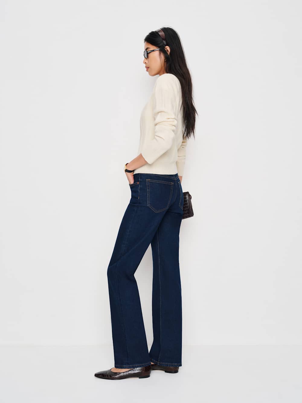 Reformation Elton Mid Rise Super Stretch Straight Jeans - Reservoir