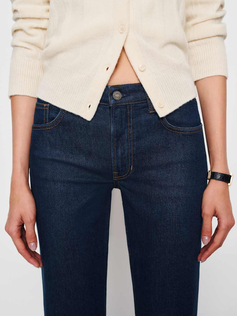 Reformation Elton Mid Rise Super Stretch Straight Jeans - Reservoir