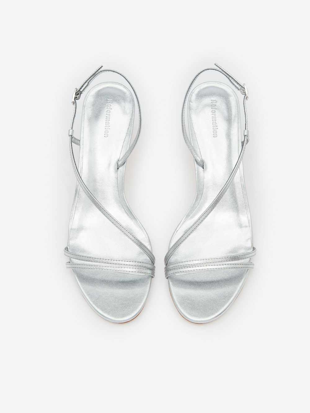 Reformation Suri Heeled Sandal - Silver Leather
