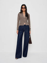 Reformation Florentina Cashmere Collared Cardigan - Cocoa