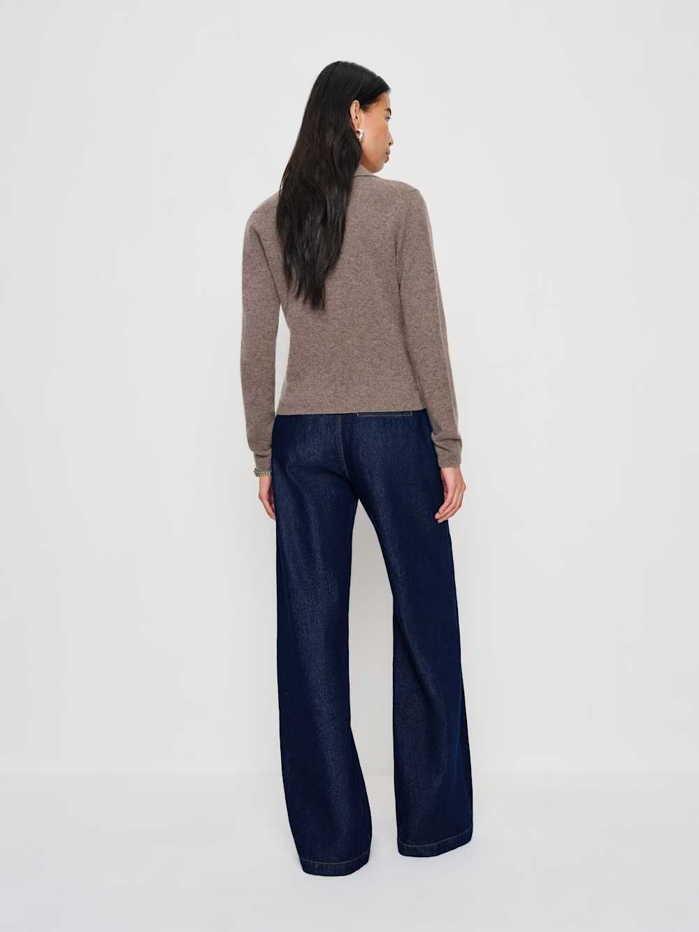 Reformation Florentina Cashmere Collared Cardigan - Cocoa