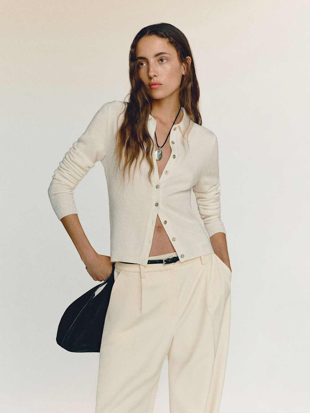 Reformation Florentina Cashmere Collared Cardigan - Gossamer