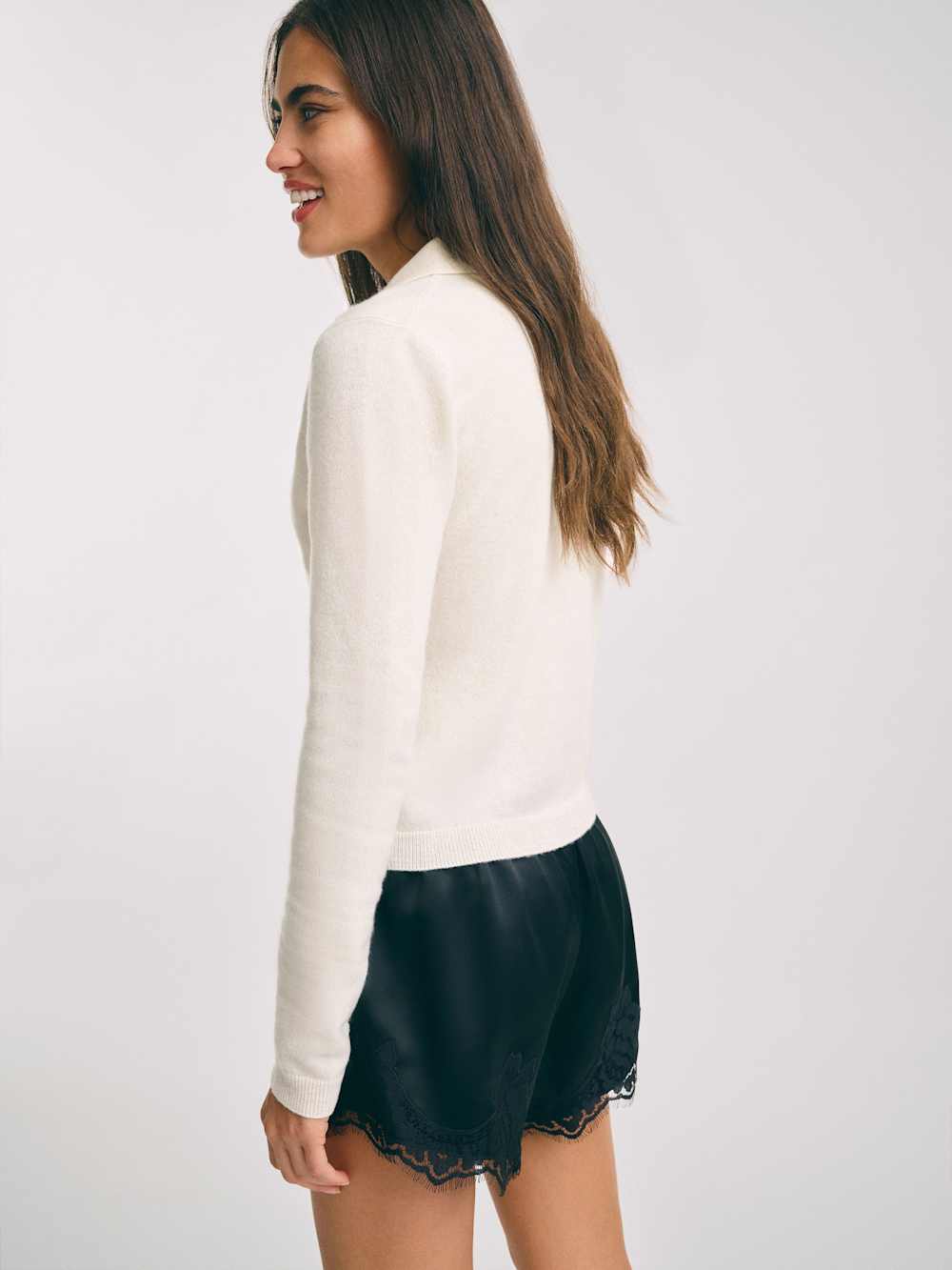 Reformation Florentina Cashmere Collared Cardigan - Gossamer