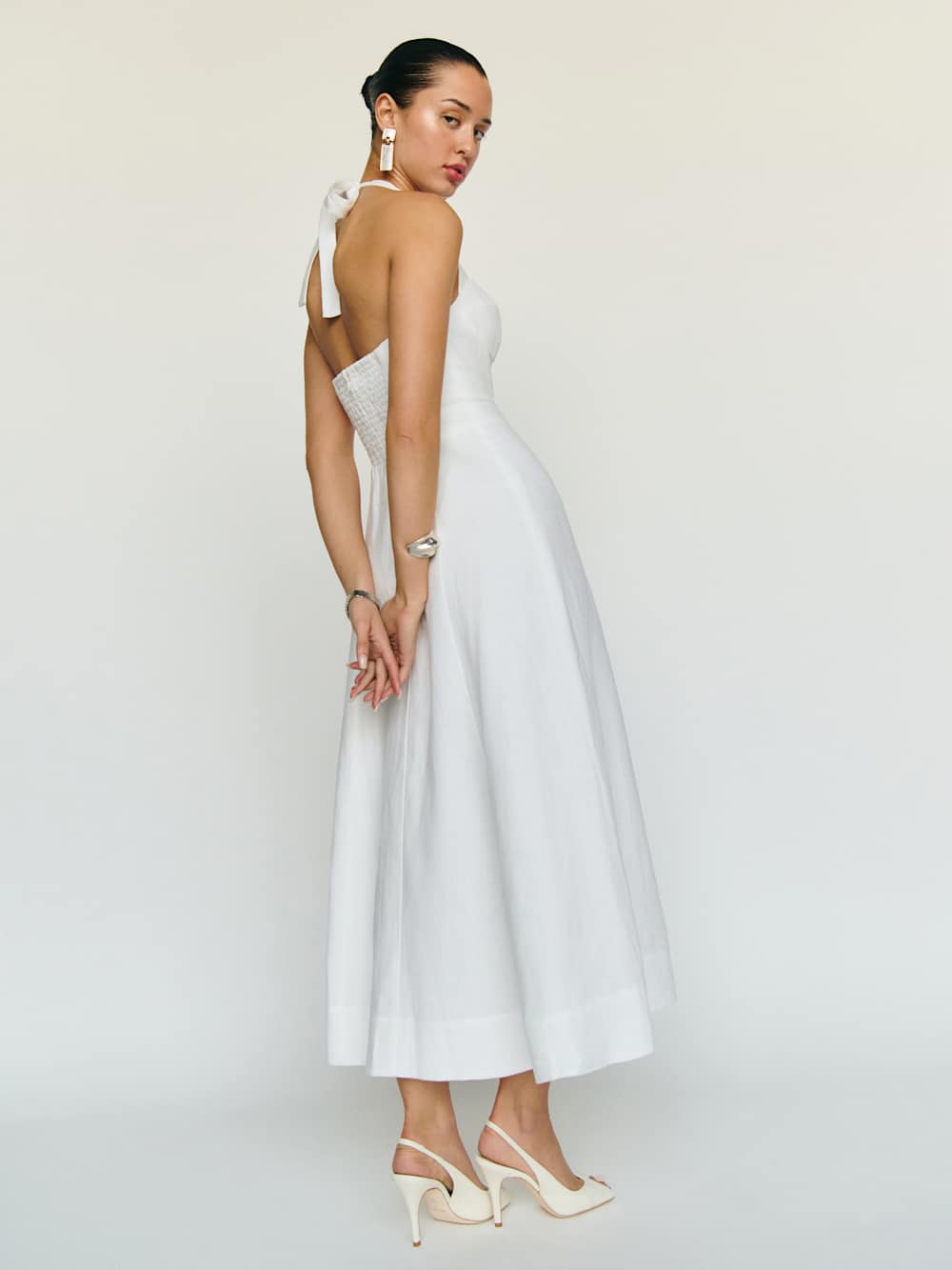 Reformation Petites Tala Linen Dress - White