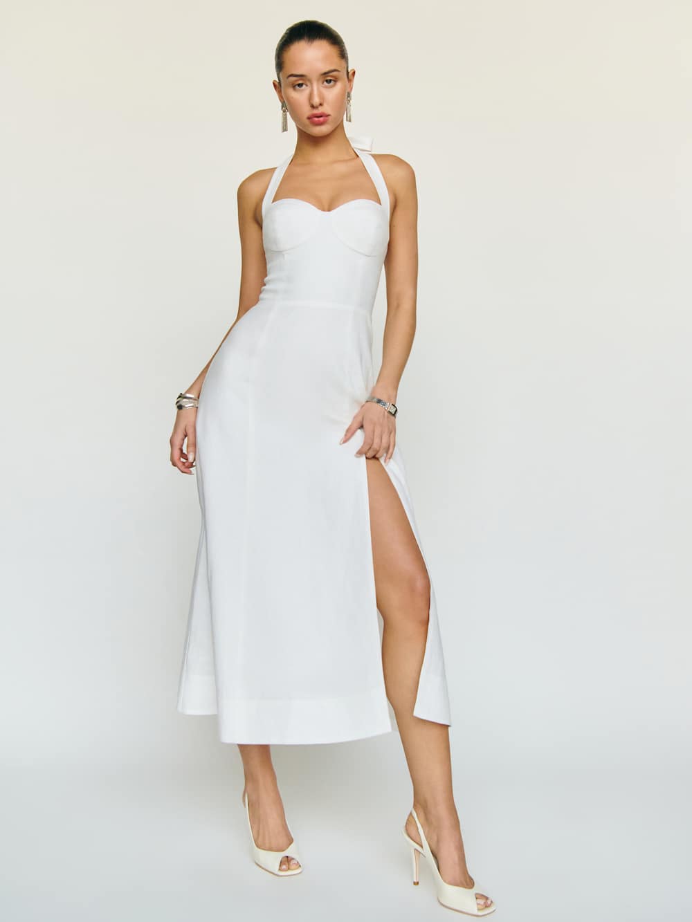 Reformation Petites Tala Linen Dress - White