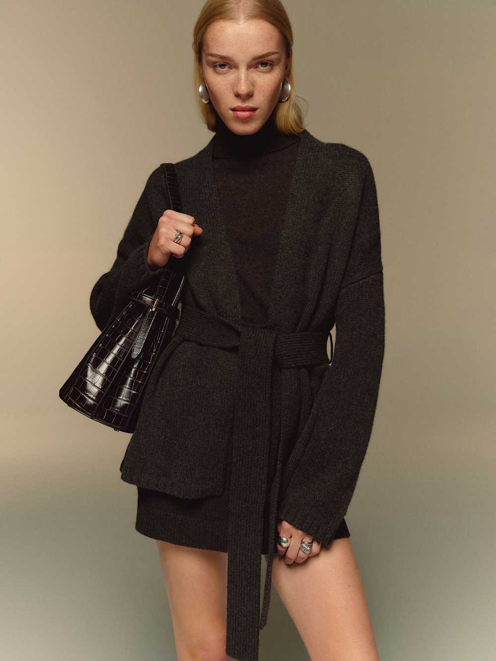 Reformation Meg Wrap Sweater Coat - Espresso