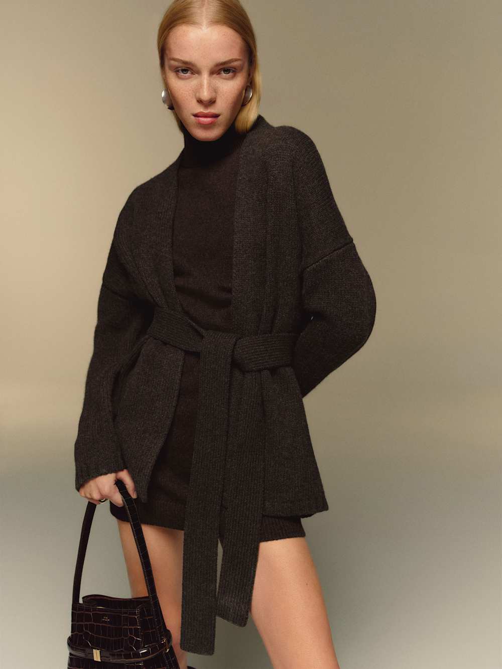 Reformation Meg Wrap Sweater Coat - Espresso