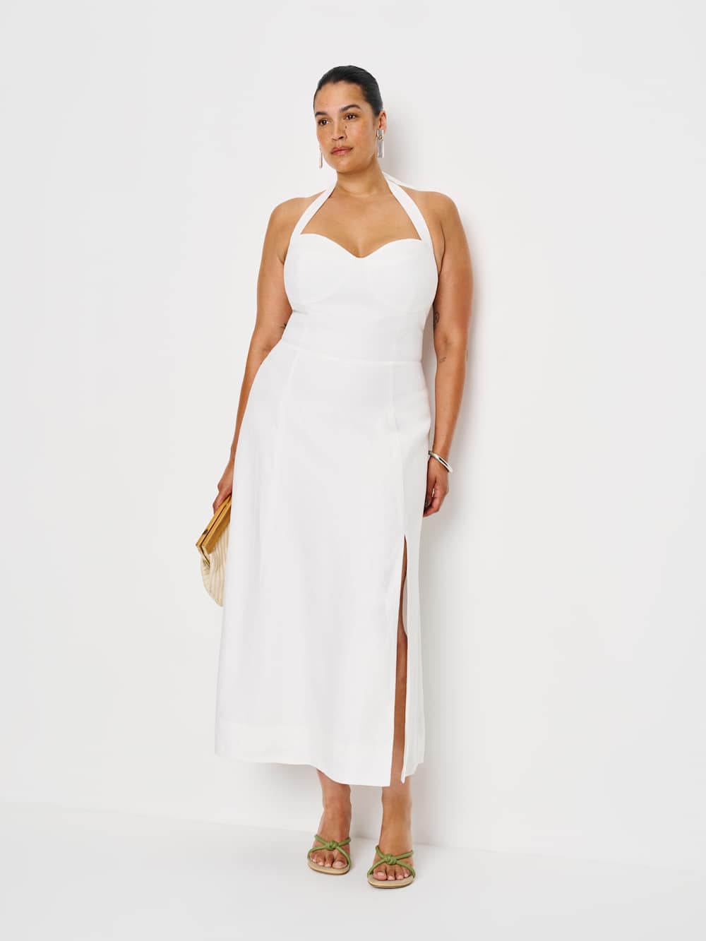 Reformation Tala Linen Dress Es - White