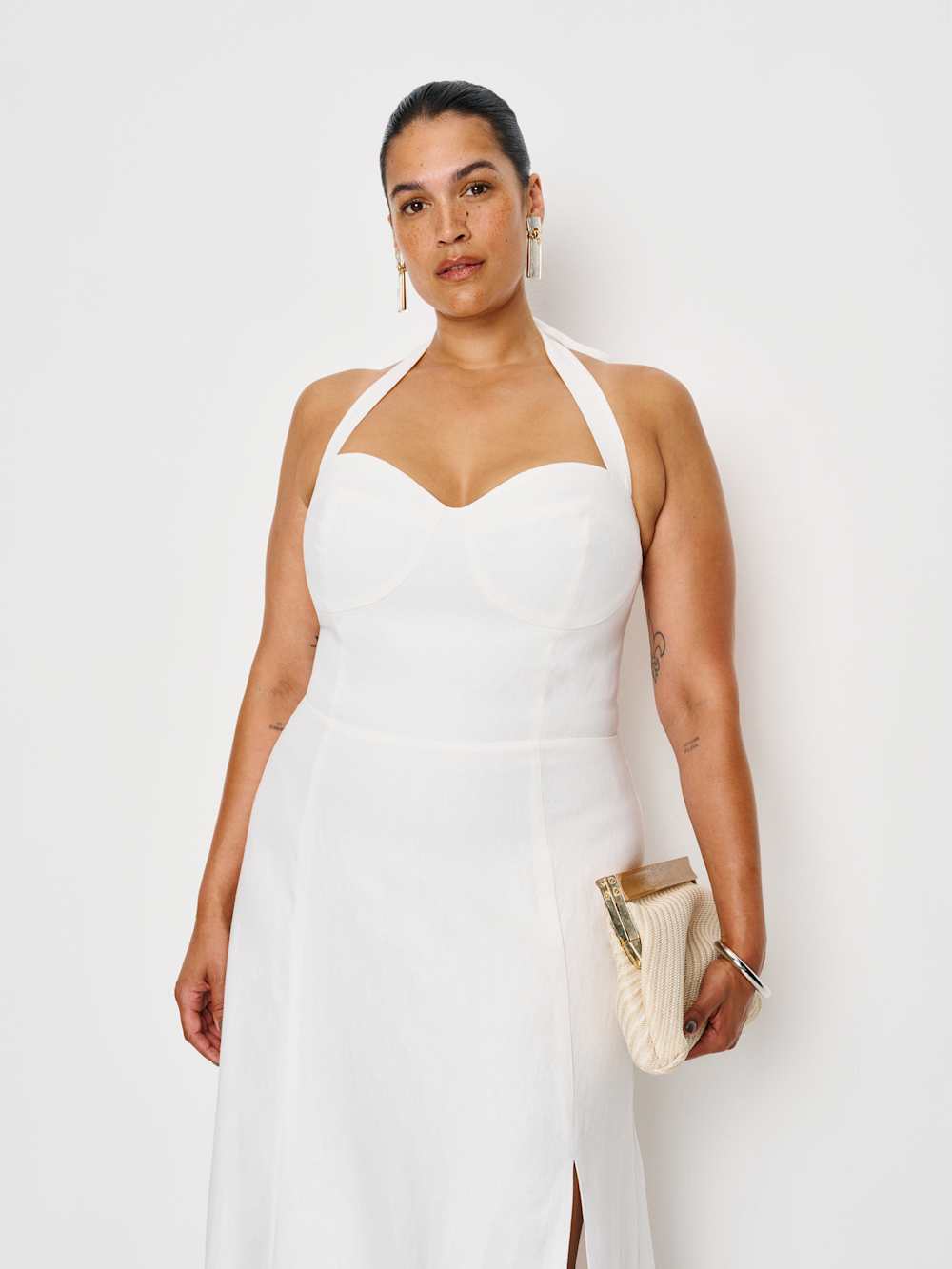 Reformation Tala Linen Dress Es - White
