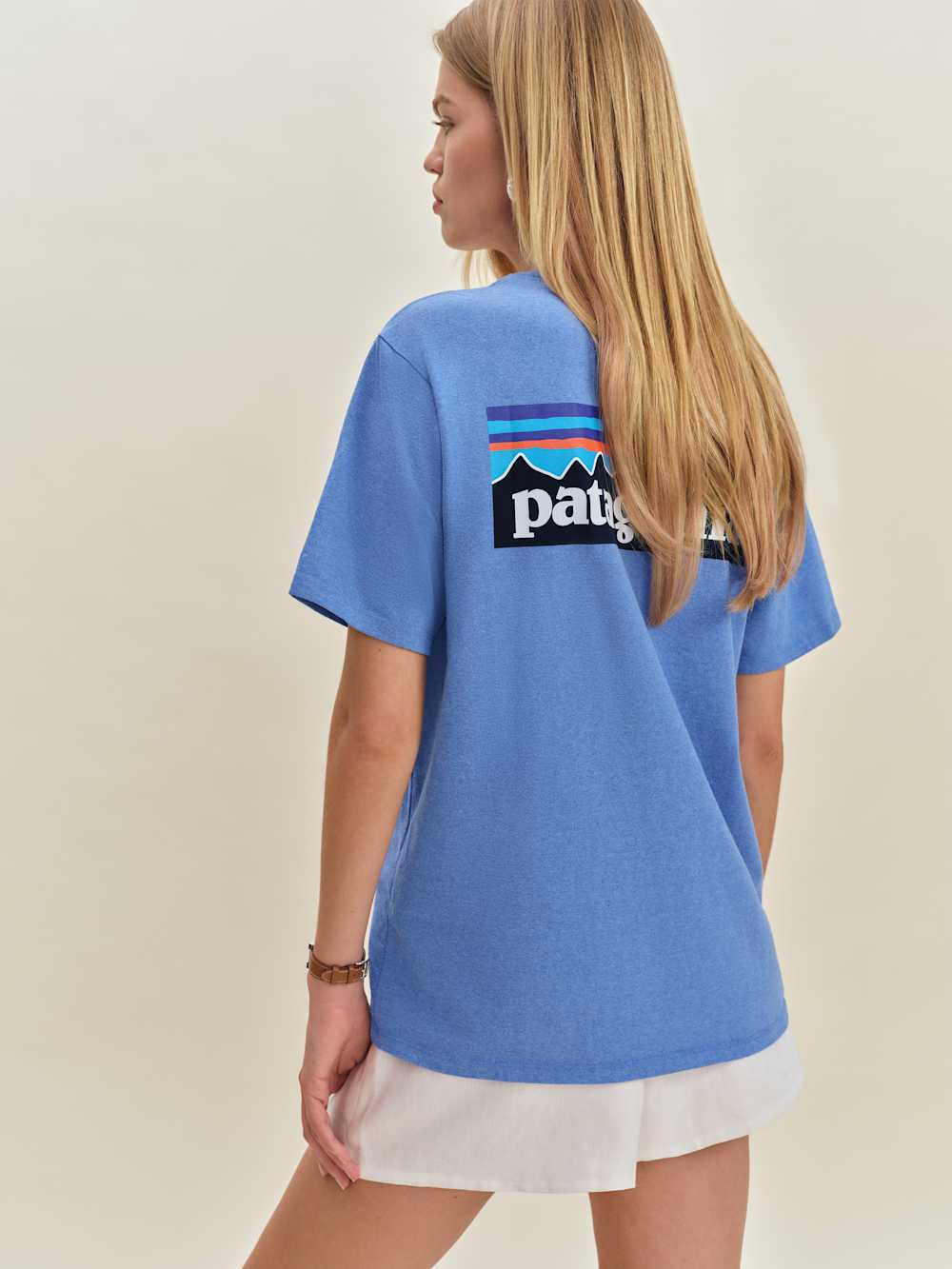 Reformation Patagonia M's P-6 Logo Responsibili-tee - Abundant Blue
