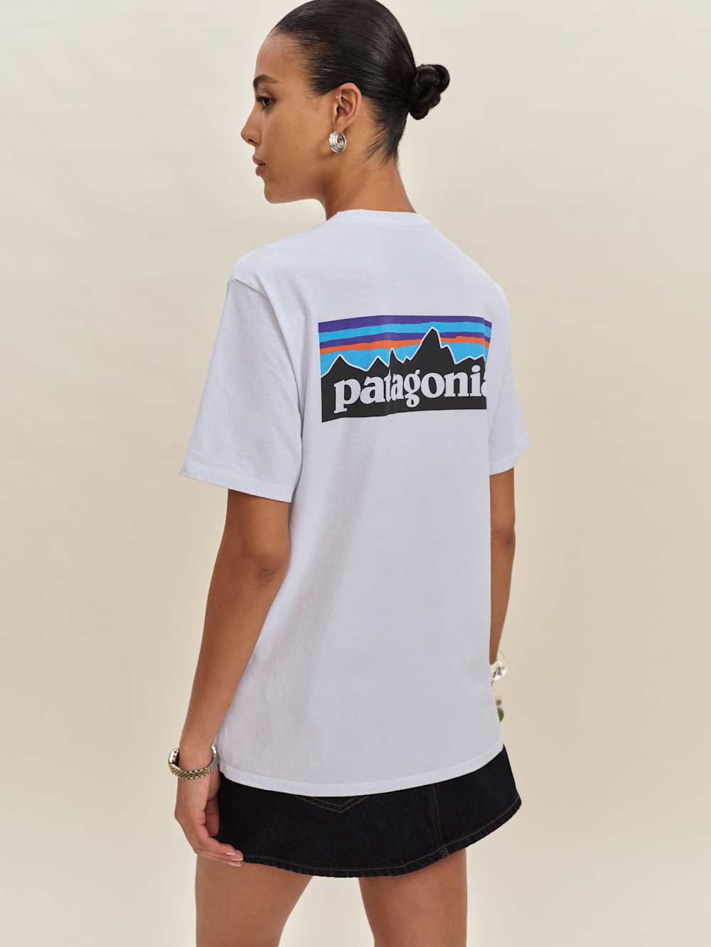 Reformation Patagonia M's P-6 Logo Responsibili-tee - White