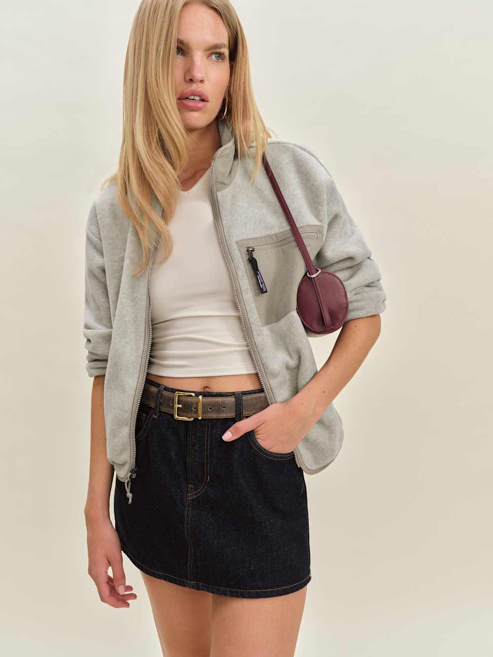 Reformation Patagonia Women's Synchilla Jacket - Oatmeal Heather W/seabird Grey