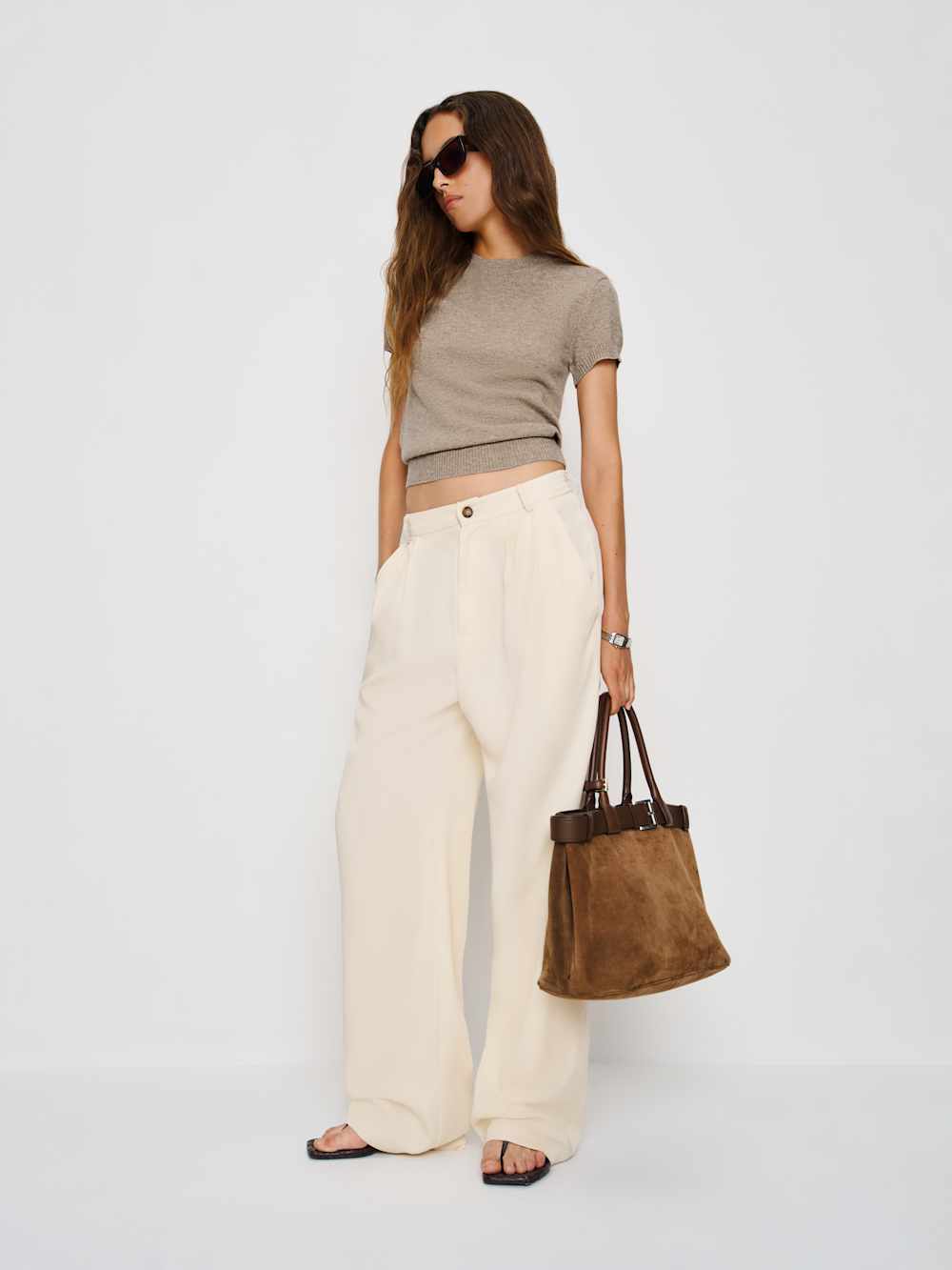 Reformation Darcy Cashmere Tee - Oatmeal
