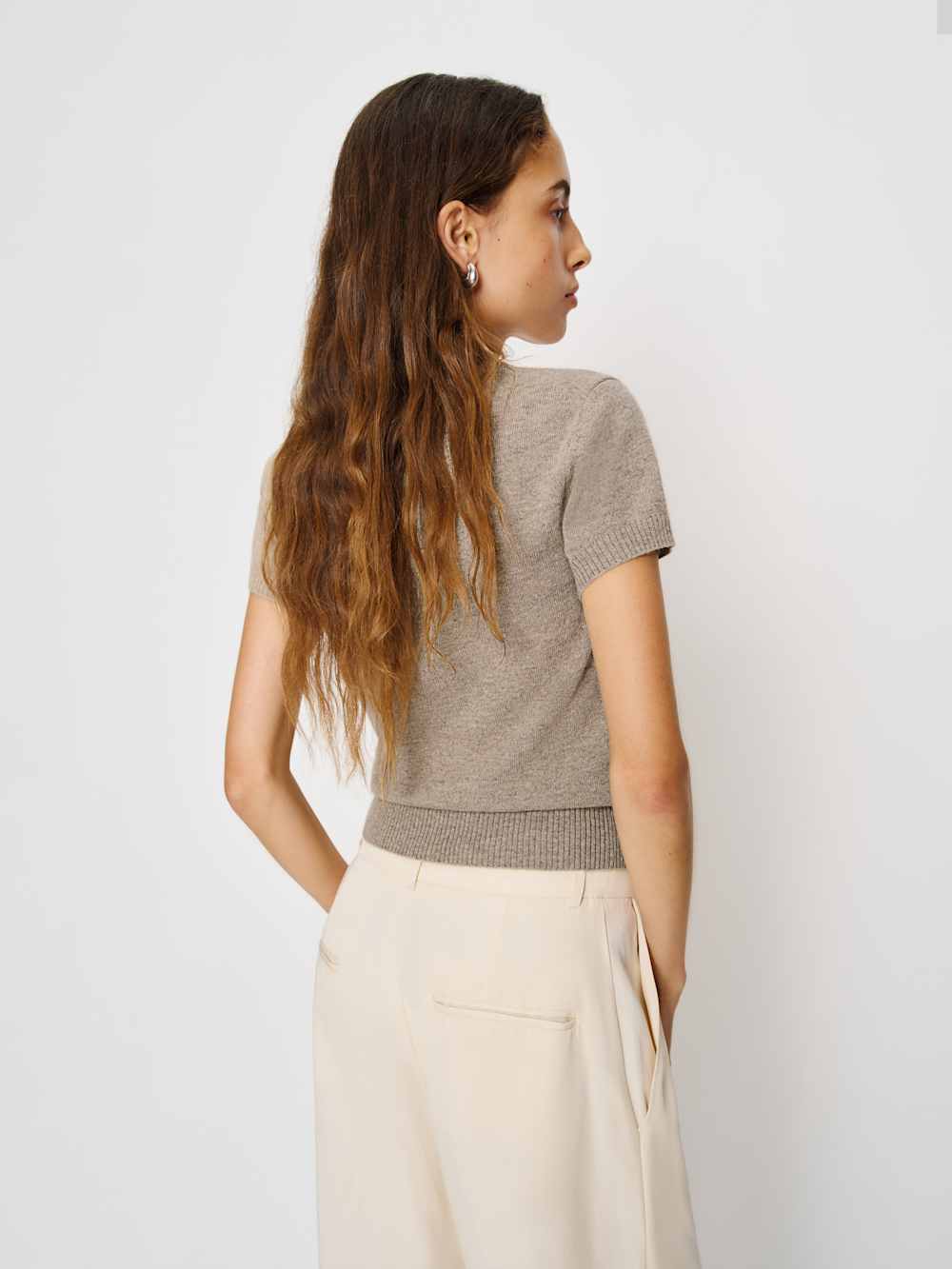 Reformation Darcy Cashmere Tee - Oatmeal