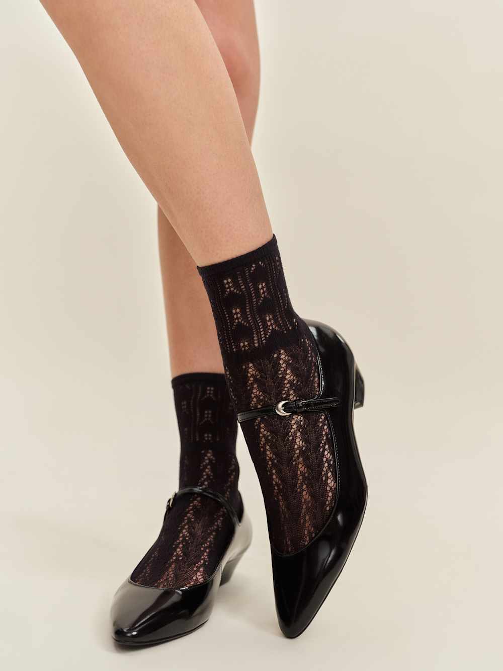 Reformation Swedish Stockings Erica Crochet Socks - Crochet Black