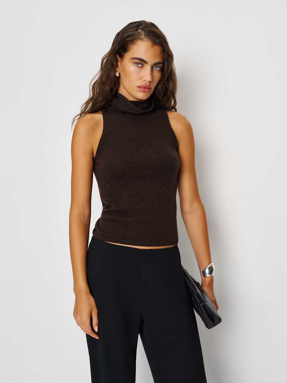 Reformation Marcy Cashmere Turtleneck Tank - Compost