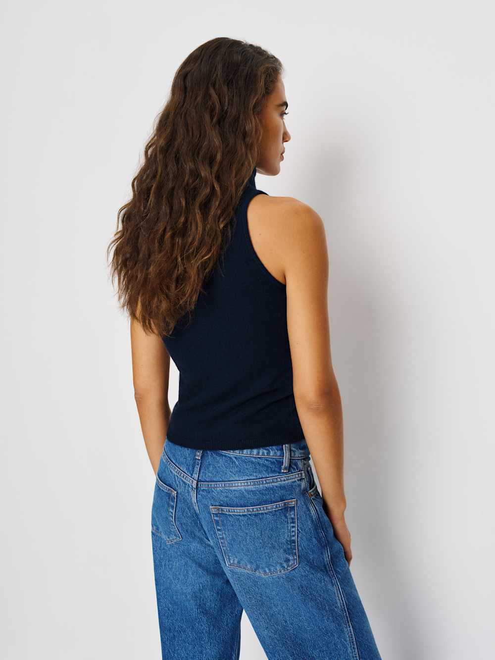 Reformation Marcy Cashmere Turtleneck Tank - Navy