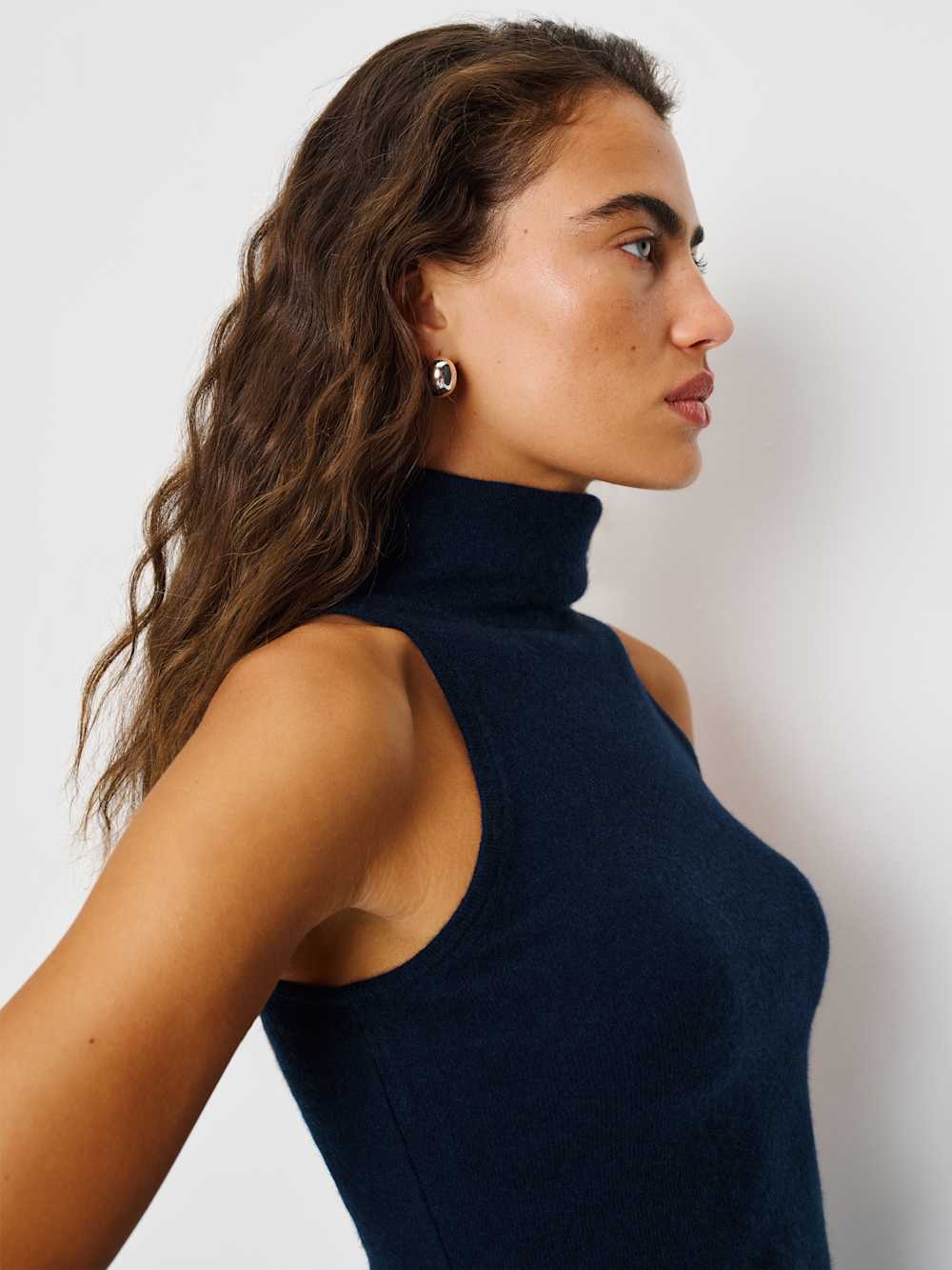 Reformation Marcy Cashmere Turtleneck Tank - Navy