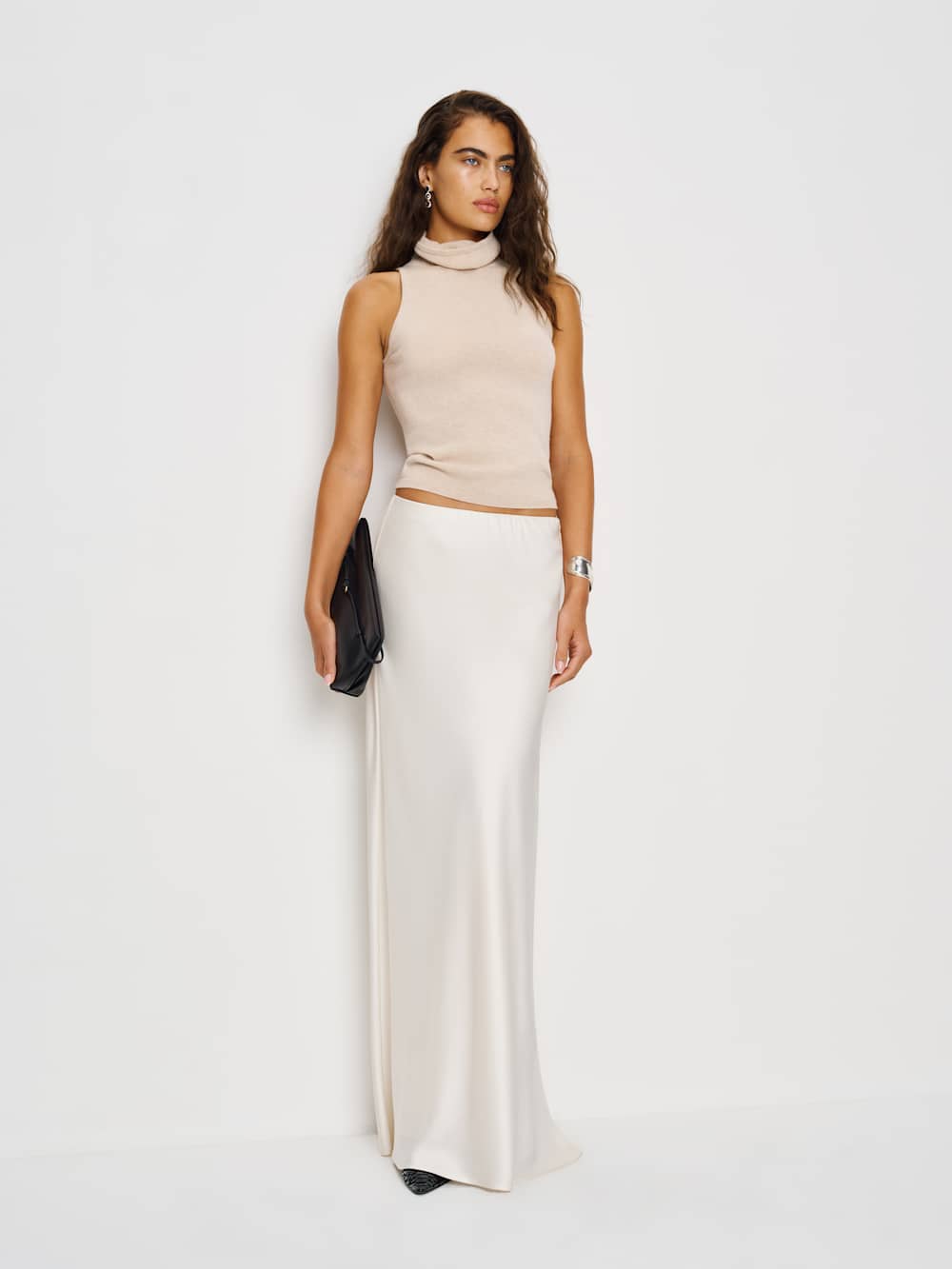 Reformation Marcy Cashmere Turtleneck Tank - Wheat