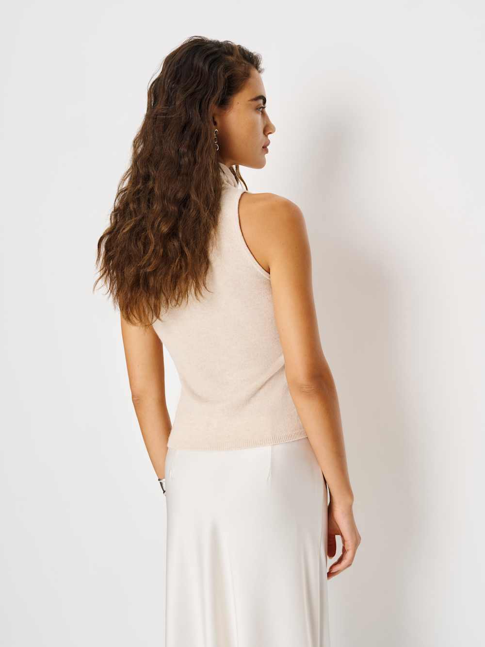 Reformation Marcy Cashmere Turtleneck Tank - Wheat
