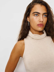 Reformation Marcy Cashmere Turtleneck Tank - Wheat