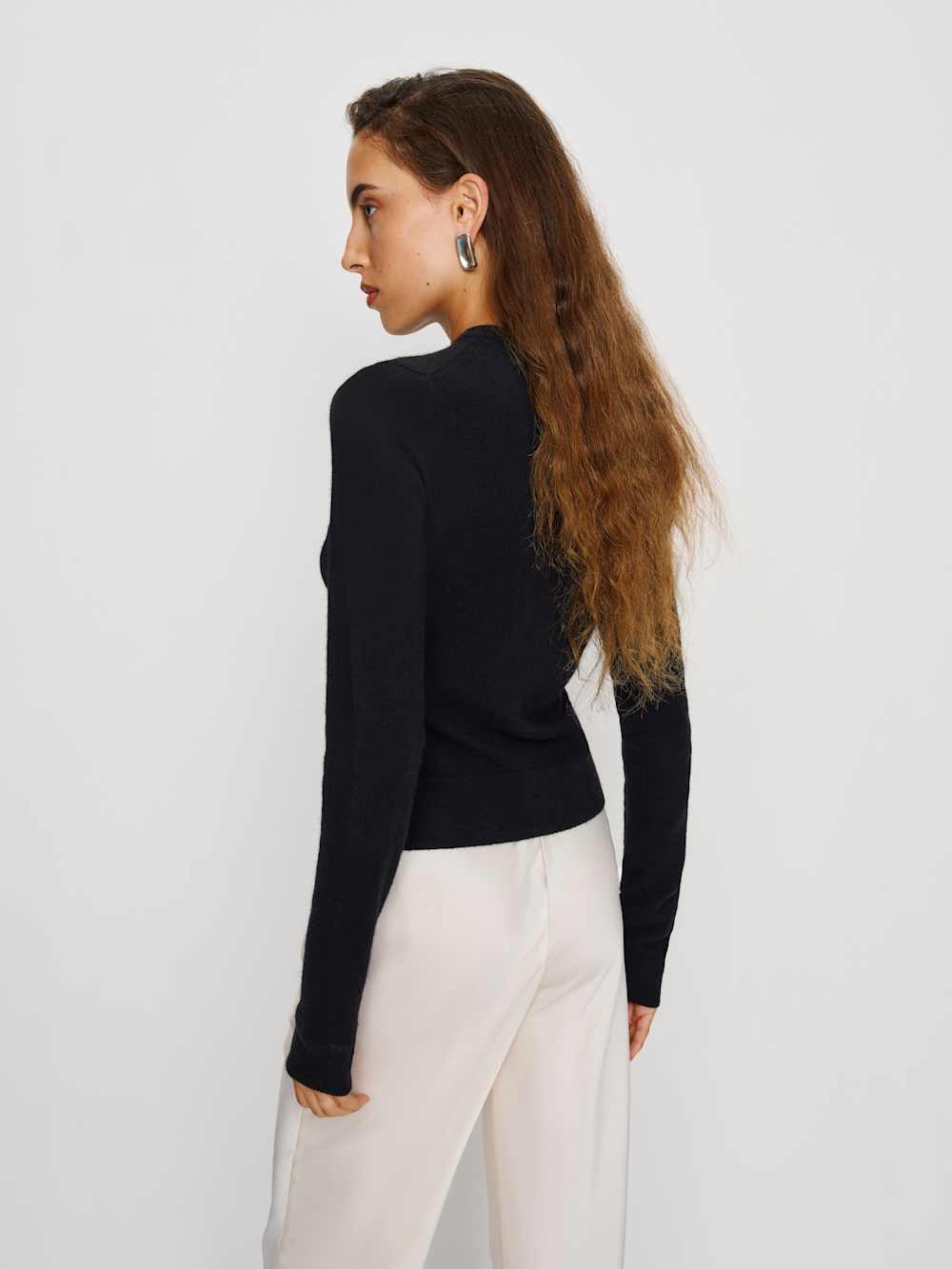 Reformation Farren Cashmere Crew Cardigan - Black