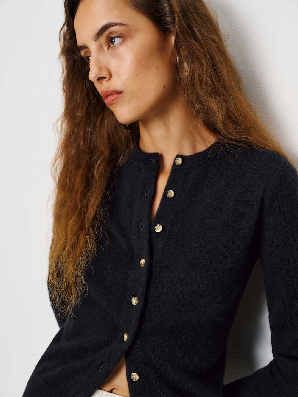 Reformation Farren Cashmere Crew Cardigan - Black
