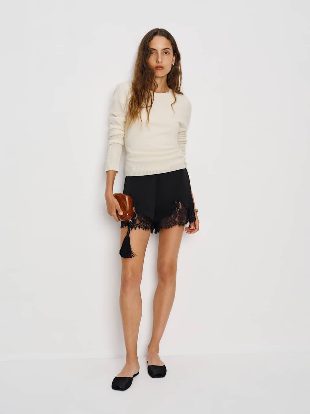 Reformation Lian Cashmere Crew Sweater - Gossamer