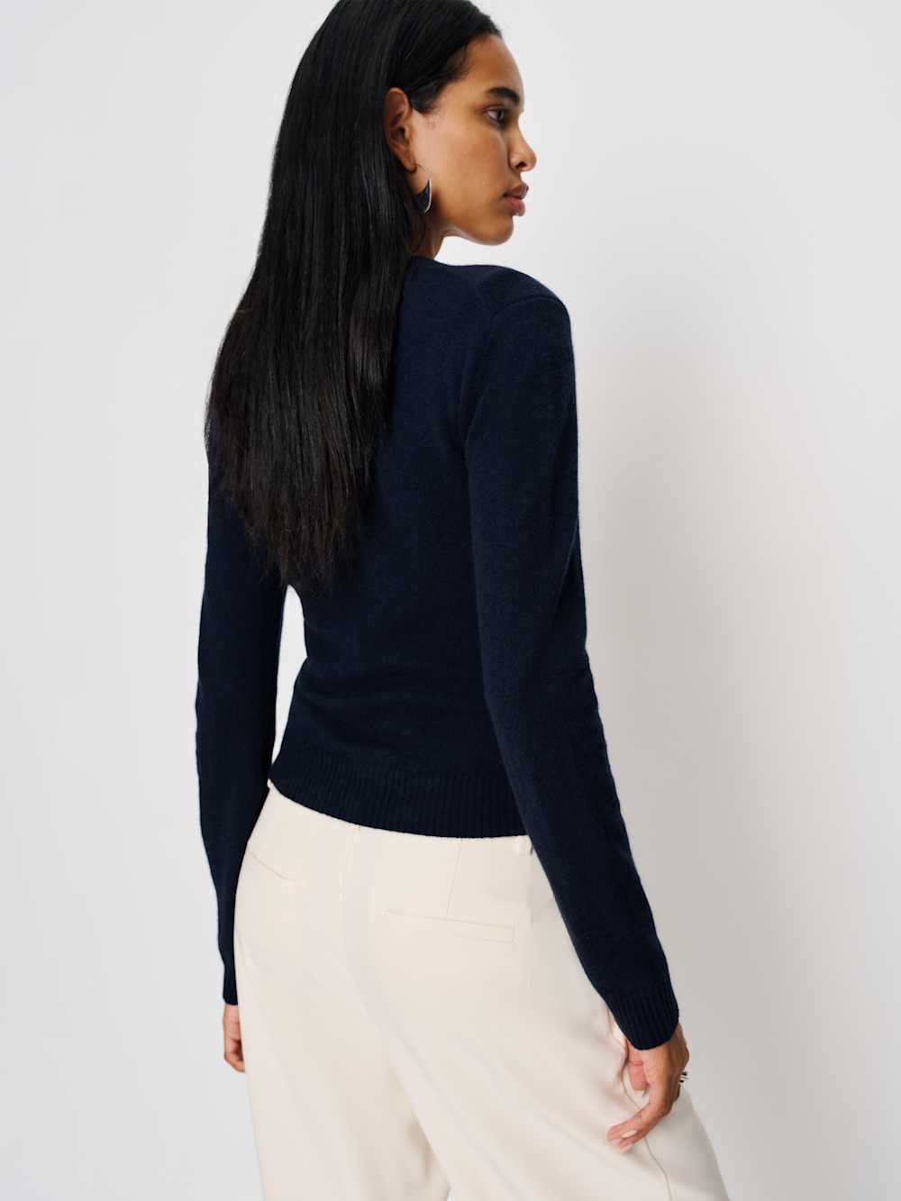 Reformation Lian Cashmere Crew Sweater - Navy