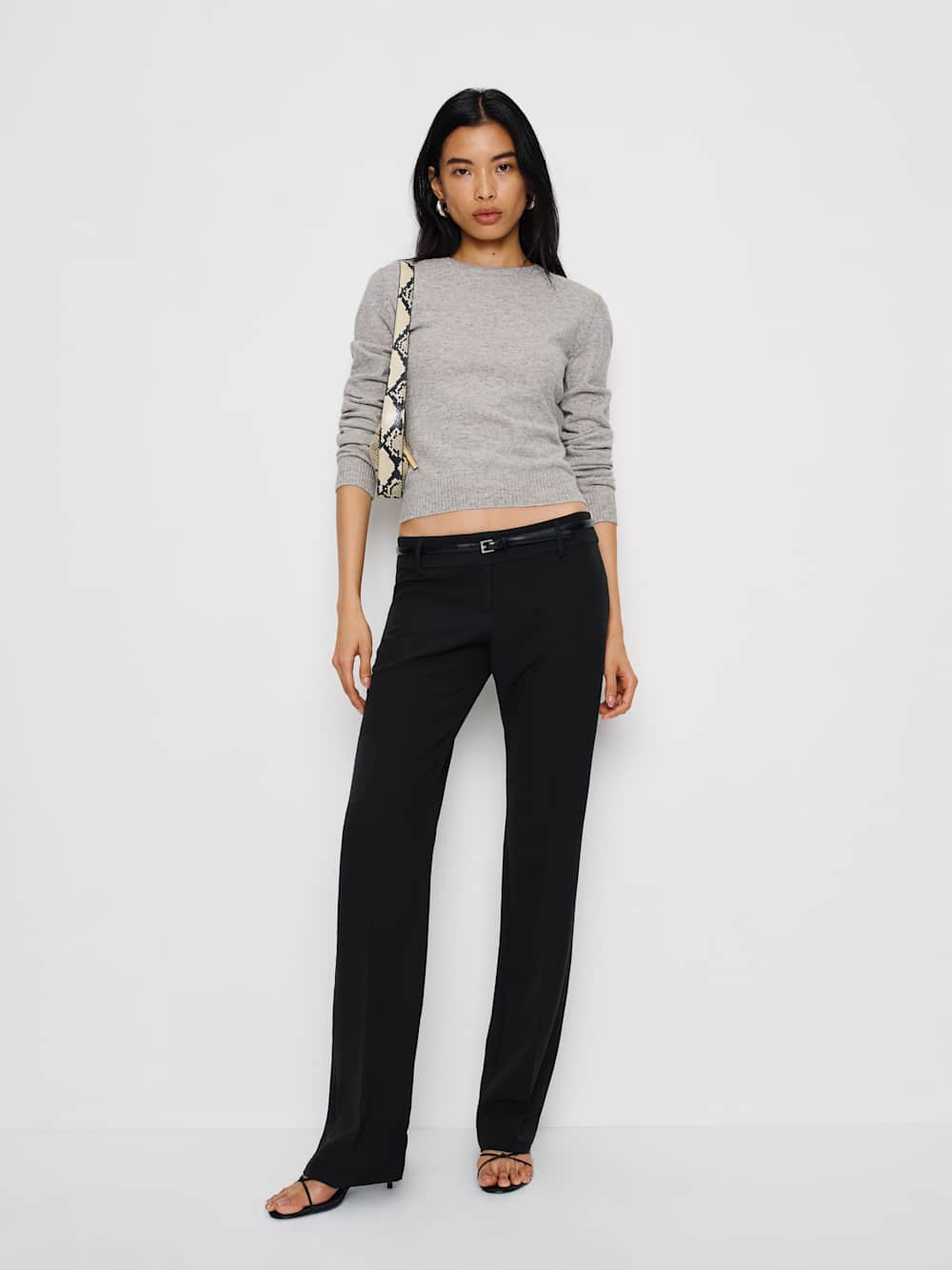 Reformation Lian Cashmere Crew Sweater - Foggy
