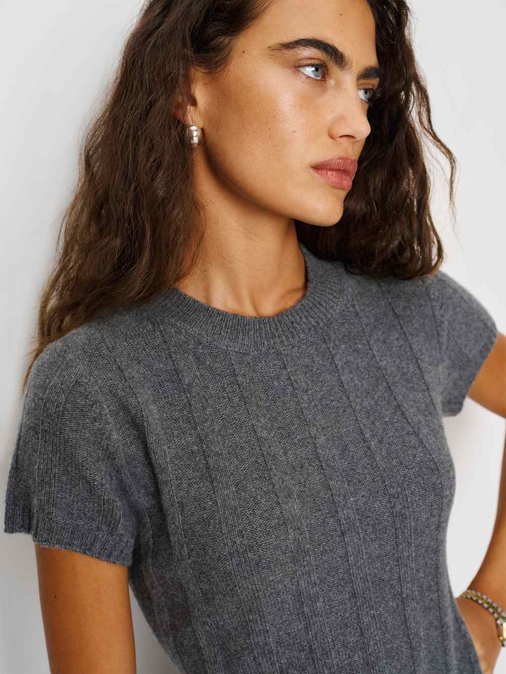 Reformation Sadie Cashmere Mini Dress - Ribbed Thunder