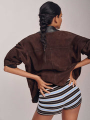 Reformation Effie Cashmere Micro Short - Ice Water Multi Stripe