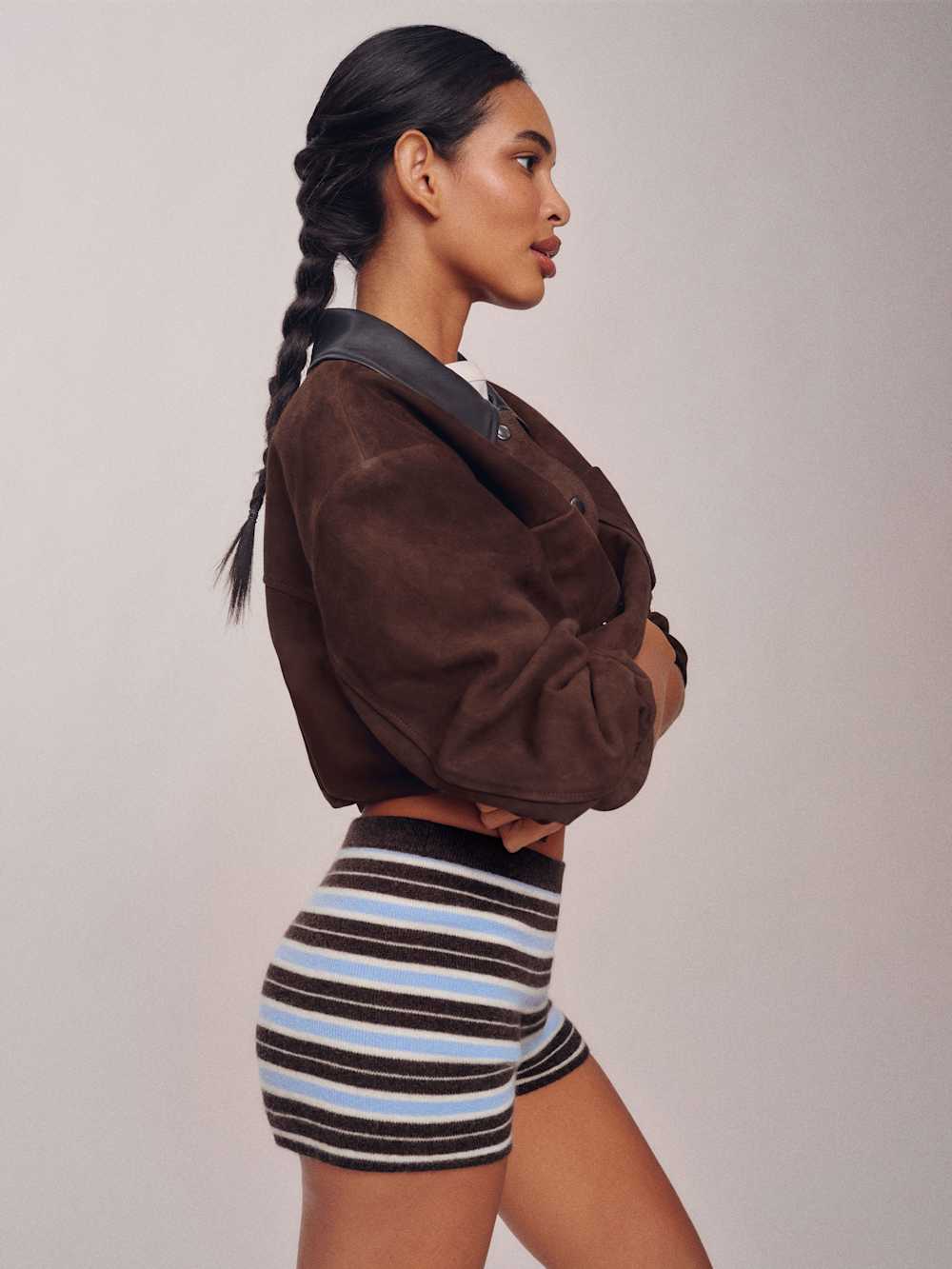 Reformation Effie Cashmere Micro Short - Ice Water Multi Stripe