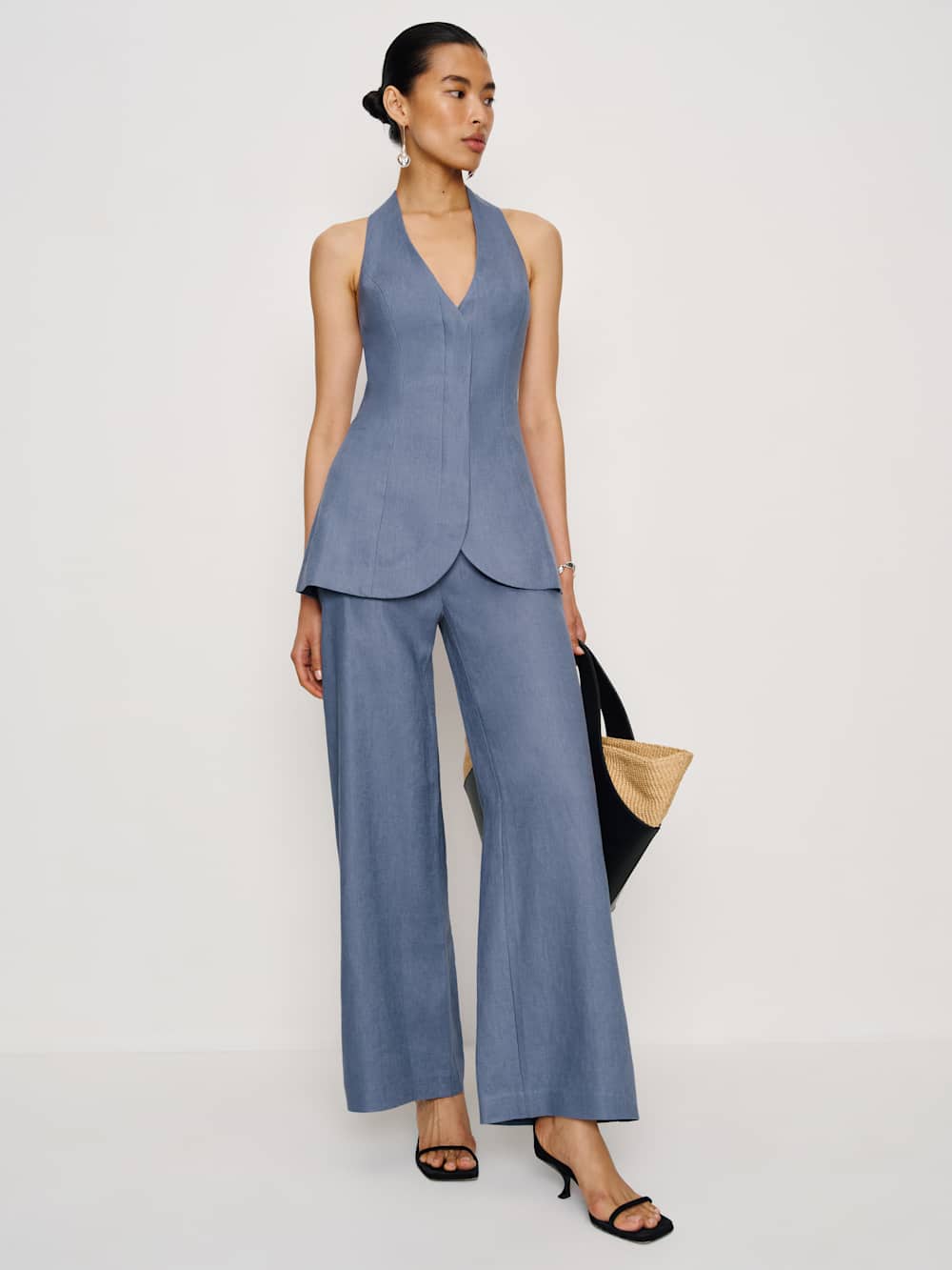 Reformation Clove Linen Two Piece - Cornflower