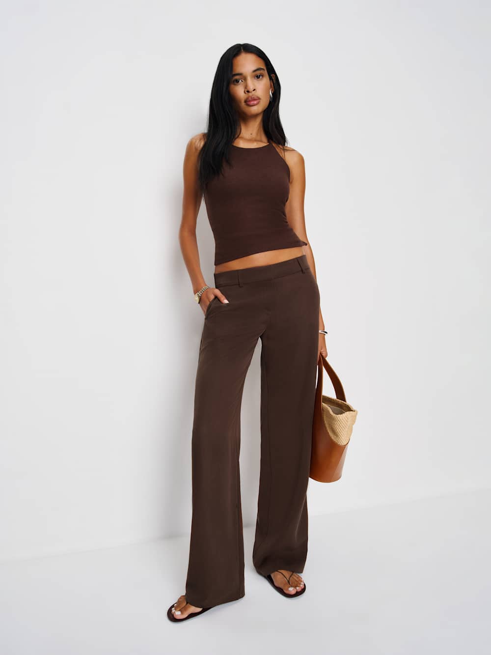 Reformation Gisele Low Rise Pant - Cafe