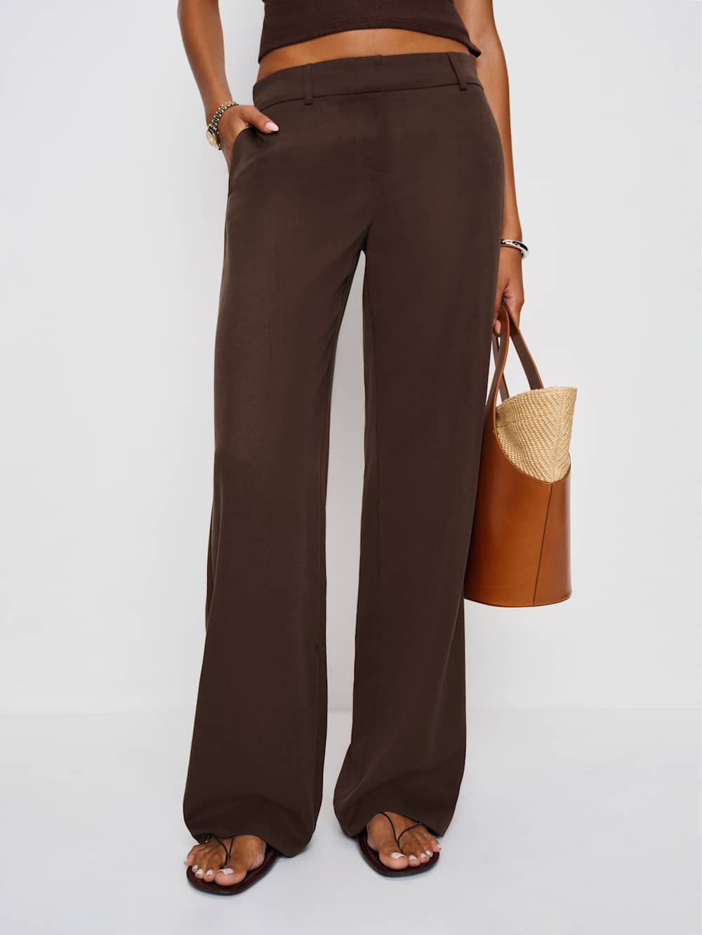 Reformation Gisele Low Rise Pant - Cafe