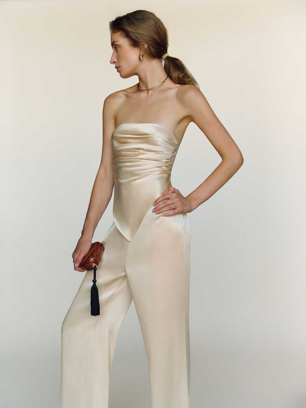 Reformation Marisol Silk Two Piece - Almond