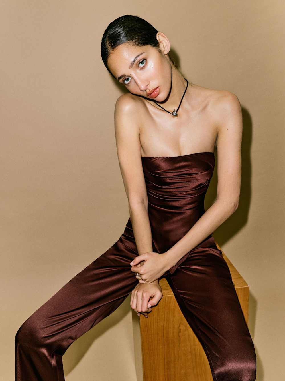Reformation Marisol Silk Two Piece - Mahogany
