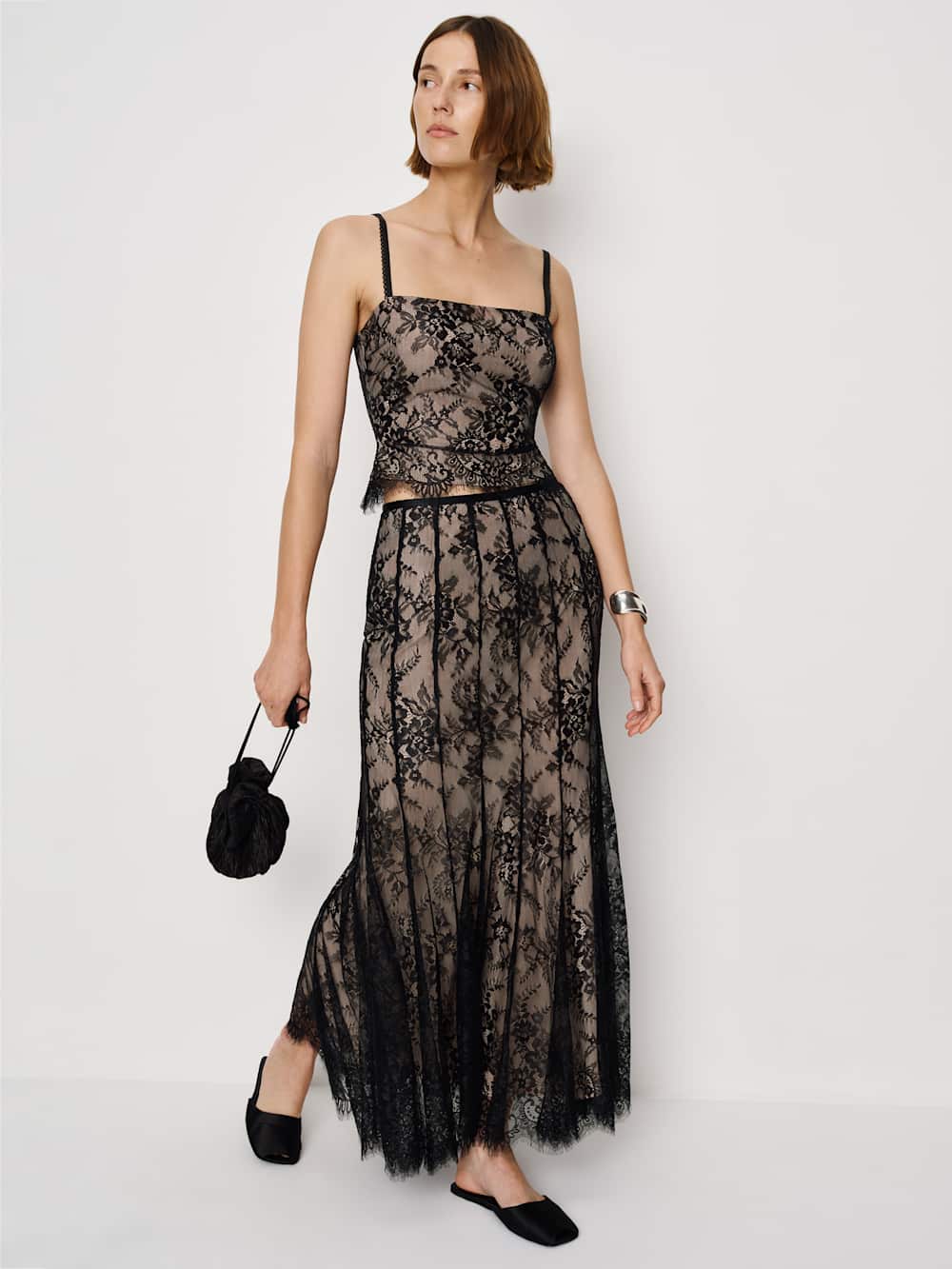 Reformation Octavia Skirt - Black Lace