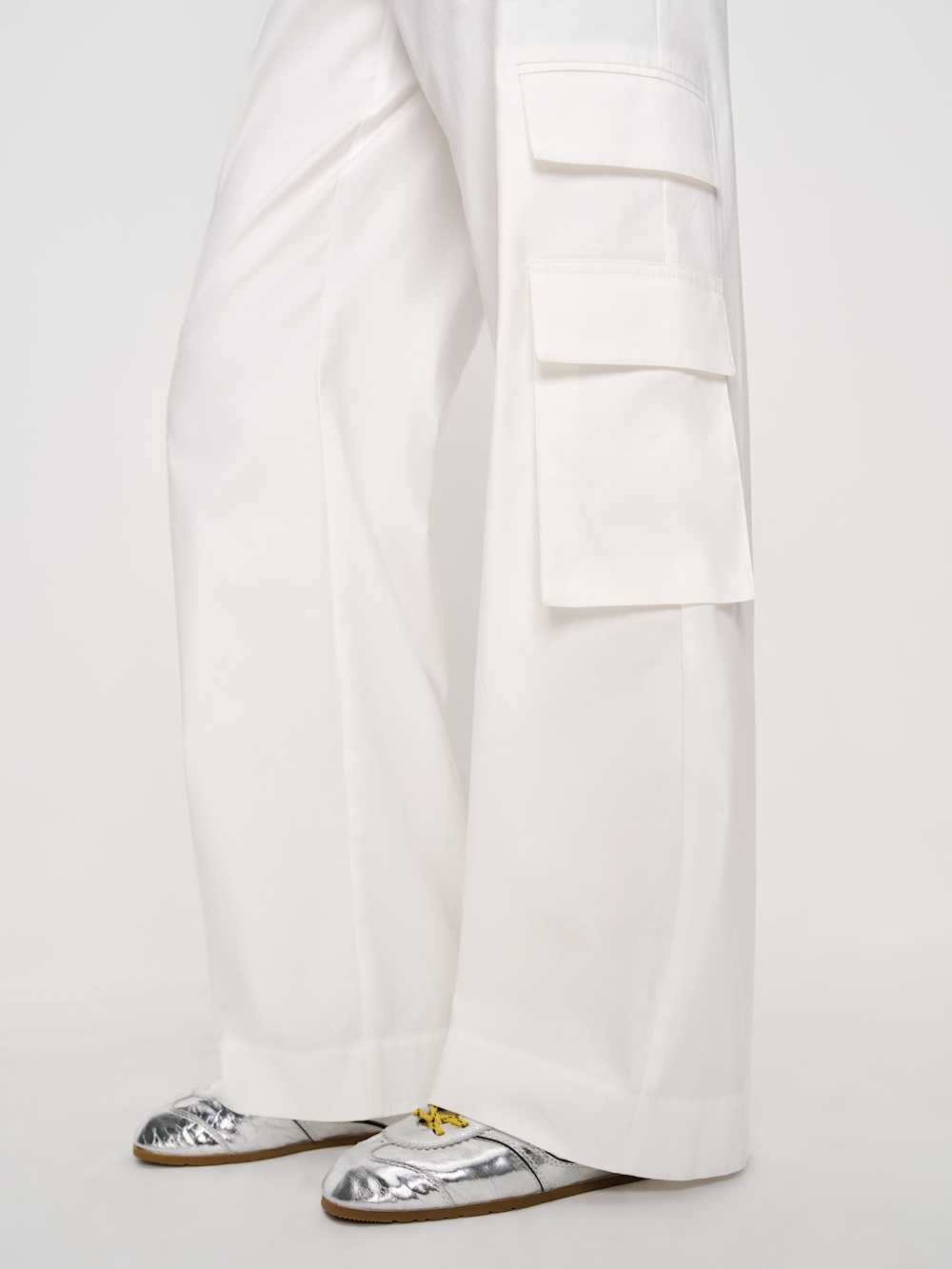 Reformation Vida Poplin Low Rise Cargo Pant - Bright White