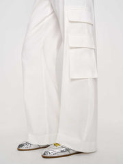 Reformation Vida Poplin Low Rise Cargo Pant - Bright White