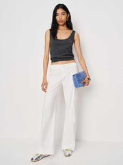 Reformation Vida Poplin Low Rise Cargo Pant - Bright White