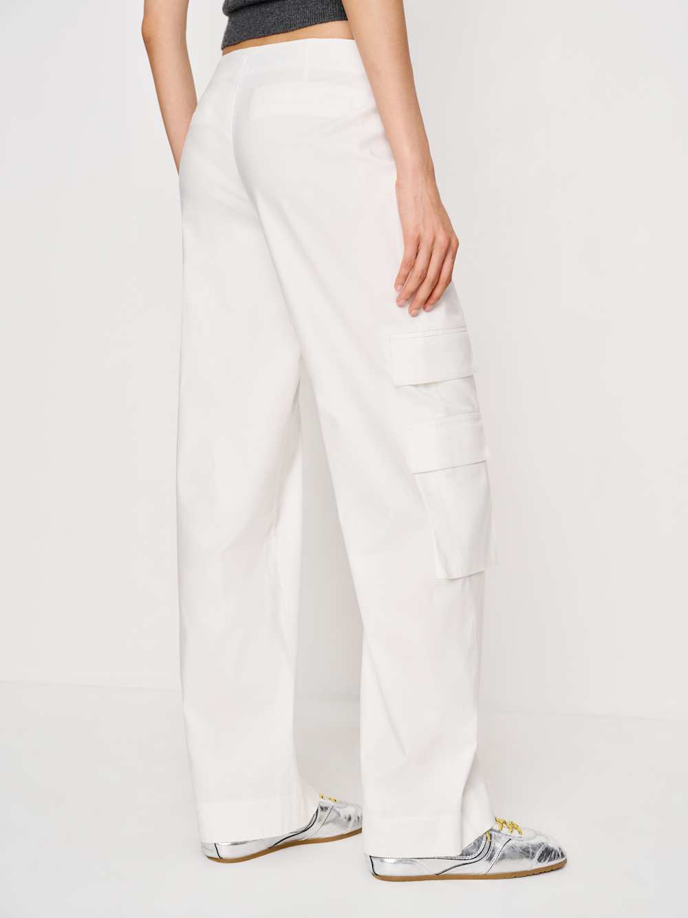 Reformation Vida Poplin Low Rise Cargo Pant - Bright White