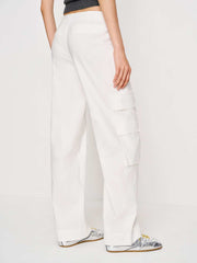 Reformation Vida Poplin Low Rise Cargo Pant - Bright White