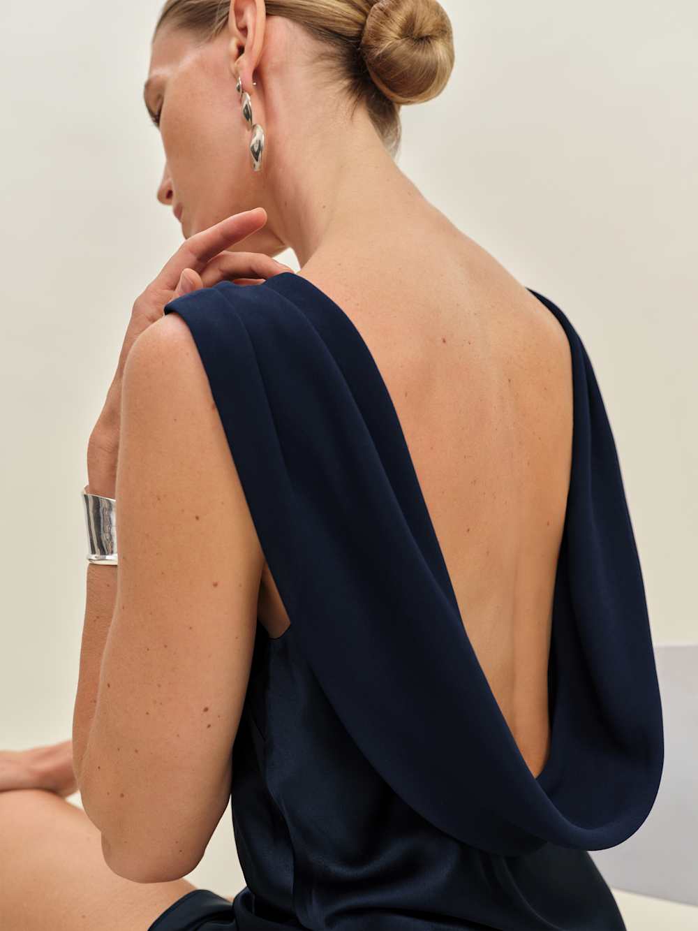 Reformation Jonelle Silk Dress - Navy