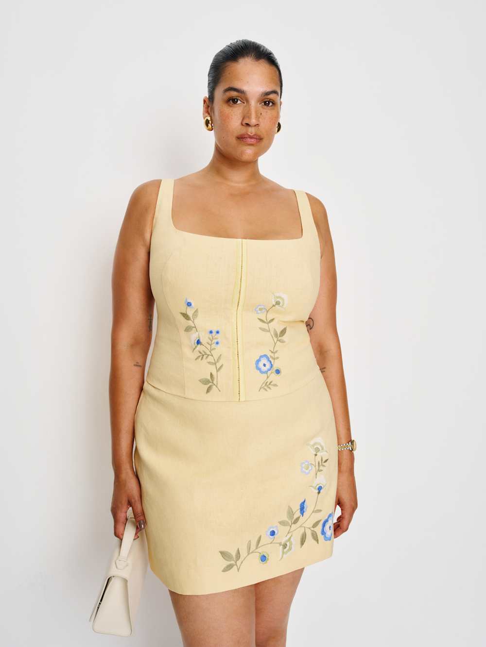 Reformation Ren Linen Skirt Es - Parmesan