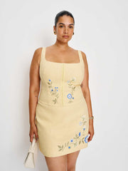 Reformation Ren Linen Skirt Es - Parmesan