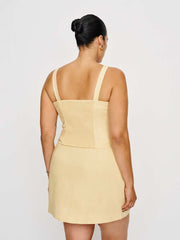 Reformation Ren Linen Skirt Es - Parmesan