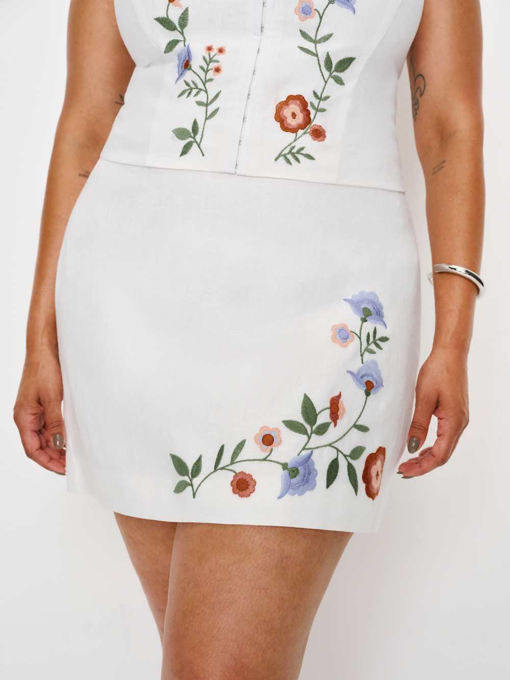 Reformation Ren Linen Skirt Es - White