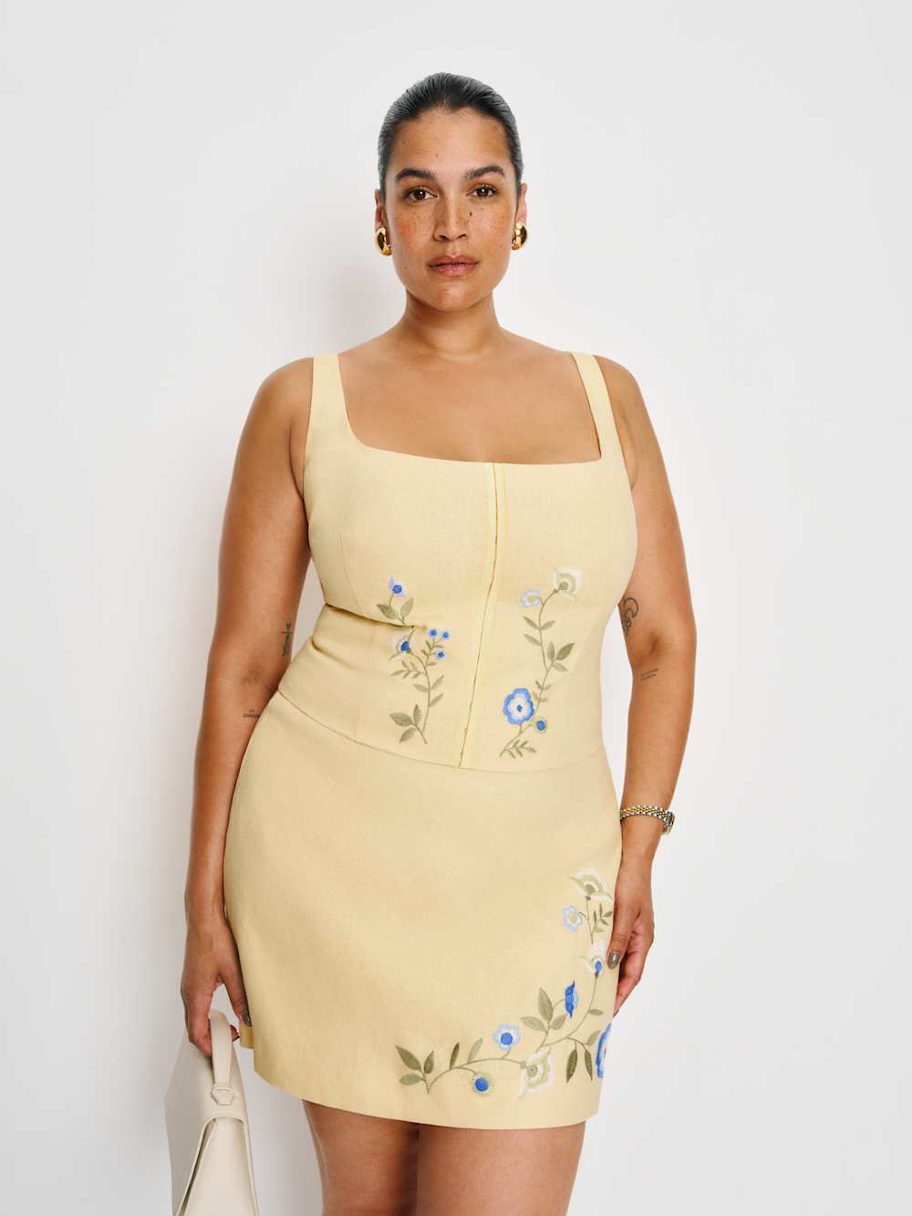 Reformation Juliet Linen Top Es - Parmesan